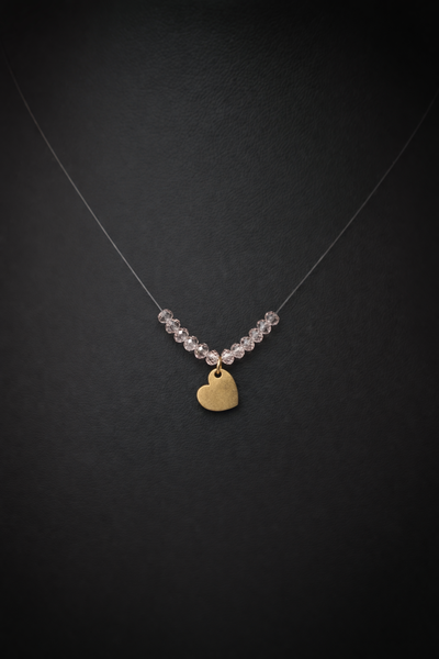 Colier delicat cu mărgele roz și charm cruce aurie (Copie)